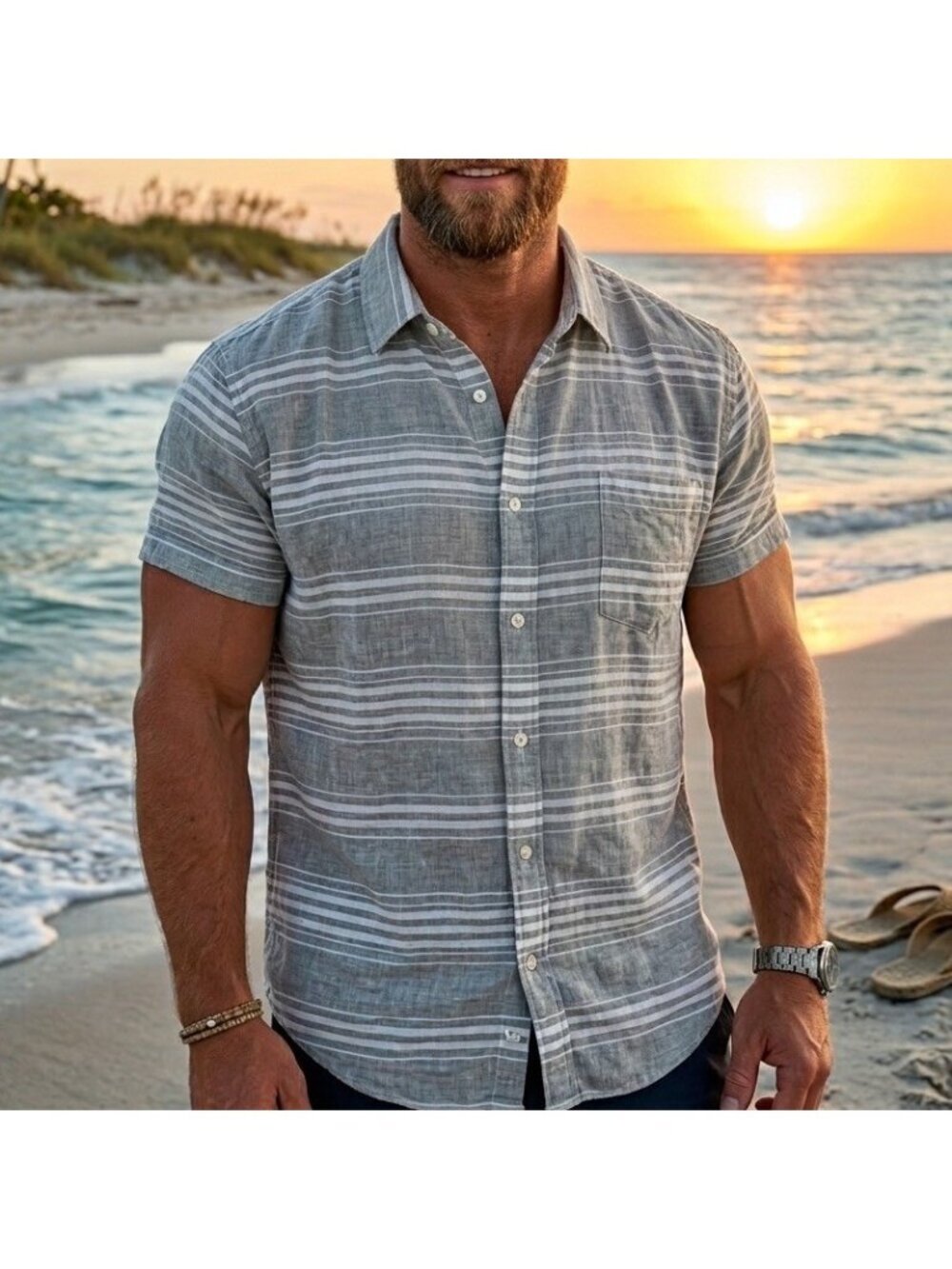 Madewell Men’s Short Sleeve Shirt Sz Medium 100% Linen Beach Resort Vacation
